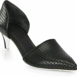 Black Vince leather pointed toe heels